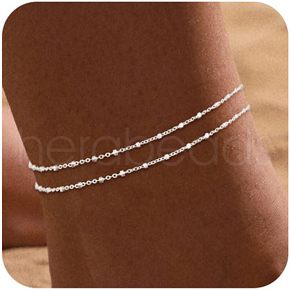 Brass Layered Satellite Chain Double Layer Anklets for Women FS-WG032DF-02-1