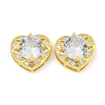 Rack Plating Brass Micro Pave Clear Cubic Zirconia Pendants KK-Z053-16G-1