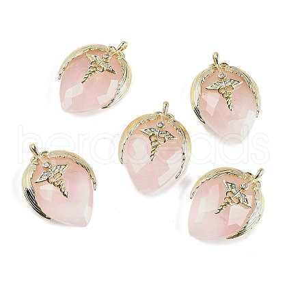 Natural Rose Quartz Pendants G-U019-01G-01-1