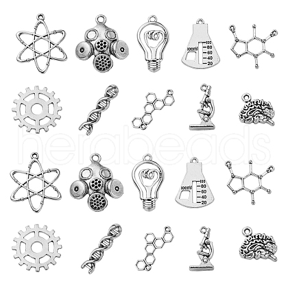 100Pcs 10 Style Tibetan Style Lab Theme Zinc Alloy Pendants TIBEP-CJ0001-87-1