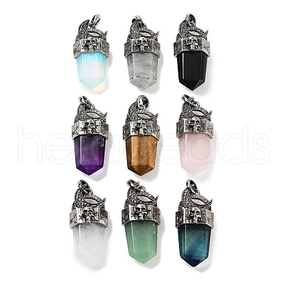 Natural & Synthetic Mixed Gemstone Faceted Sword Pendants G-Q163-01AS-1