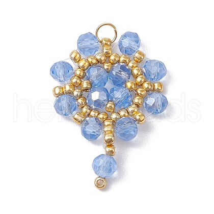 Handmade Glass Seed Beaded Flower Pendants PALLOY-MZ00492-04-1