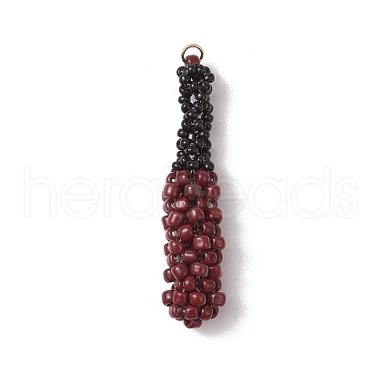 Glass Seed Beaded Baseball Bat Pendants PALLOY-MZ00552-01-1