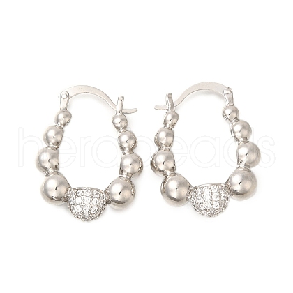 Rack Plating Round Ball Brass Micro Pave Clear Cubic Zirconia Hoop Earrings EJEW-I310-20P-1