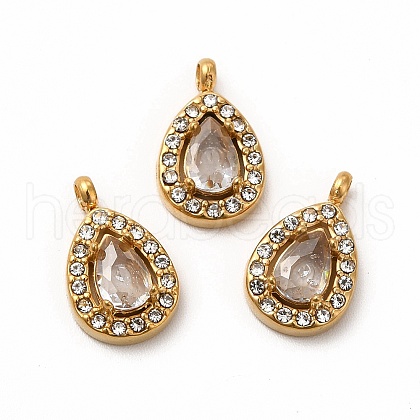 PVD Vacuum Plating 304 Stainless Steel Cubic Zirconia Pendants STAS-A076-01G-04-1