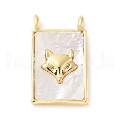 Brass Pave Natural White Shell Pendants KK-S522-02B-G-1