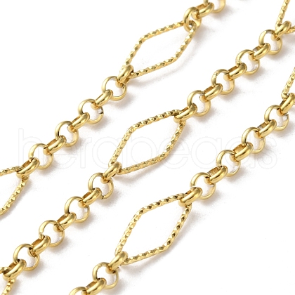 304 Stainless Steel Textured Rhombus with Rolo Chains CHS-R020-07G-03-1