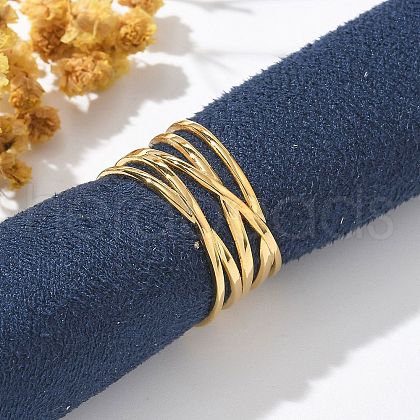 304 Stainless Steel Multilayer Open Cuff Rings RJEW-Z077-01G-04-1