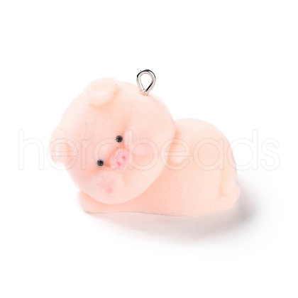 Flocking Resin Cute Pendants RESI-A040-02D-1