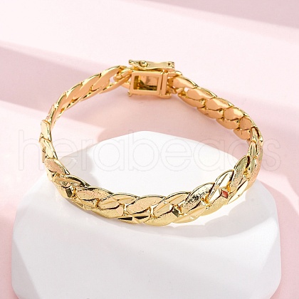 Brass Cuban Link Bracelets for Men Women BJEW-Q060-01G-1