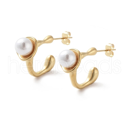 PVD Vacuum Plating 304 Stainless Steel Stud Earrings EJEW-D095-11G-1