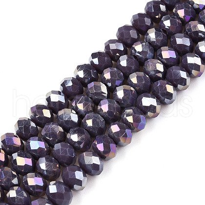 Electroplate Glass Beads Strands EGLA-A044-P6mm-B11-1