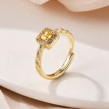 Brass Micro Pave Cubic Zirconia Finger Rings for Women RJEW-U049-04G-1