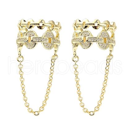 Rack Plating Brass Micro Pave Cubic Zirconia Cuff Earring EJEW-C086-17G-1