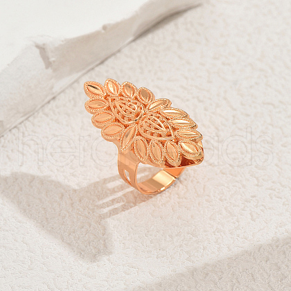 Geometric Leaf Metal Adjustable Open Cuff Rings for Women KB1739-1
