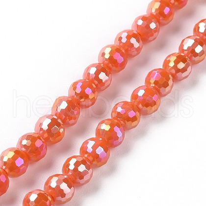 Electroplate Opaque Solid Color Glass Beads Strands GLAA-E036-11A-1
