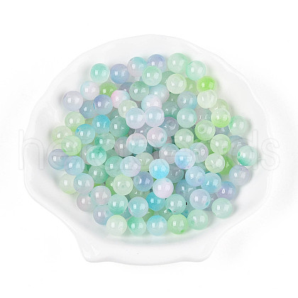 Spray Painting Imitation Jade Glass Beads GLAA-L046-8mm-03A-1