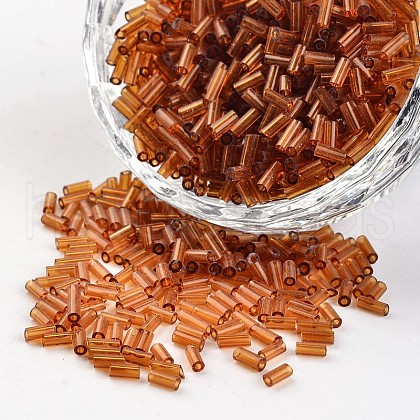 Transparent Colours Round Hole Glass Bugle Beads SEED-I001-13-1