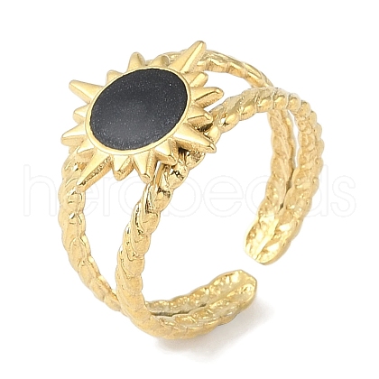 Ion Plating(IP) 304 Stainless Steel Enamel Cuff Finger Rings RJEW-L107-081G-02-1