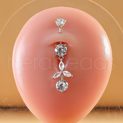 316L Surgical Stainless Steel Micro Pave Clear Cubic Zirconia Belly Rings FS-WG9E32A-05-1