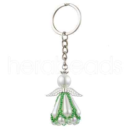 Glass Seed Bead with Acrylic Angel Keychain KEYC-MZ00026-01-1
