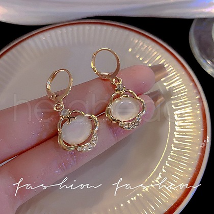 Cloud Stainless Steel Crystal Rhinestone & Imitation Pearl Hoop Dangle Earrings for Women VN2665-4-1