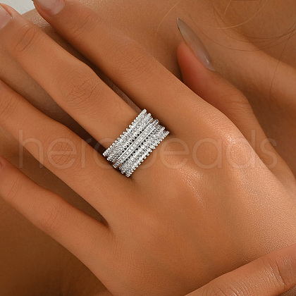 Brass Micro Pave Cubic Zirconia Finger Rings for Women YO5989-2-1