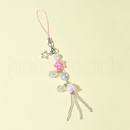 Glass & Alloy & Acrylic Mobile Straps HJEW-FS00003-1