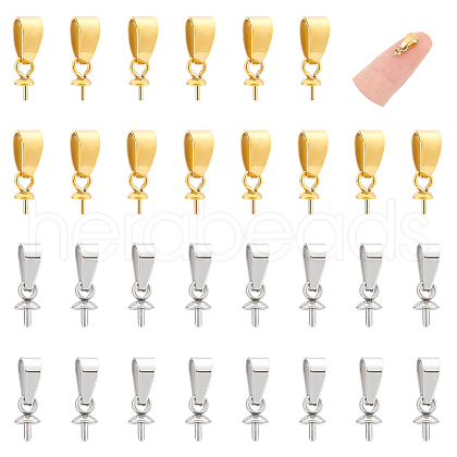 Unicraftale 40Pcs 2 Style Stainless Steel Cup Peg Bails Pendants STAS-UN0054-98-1