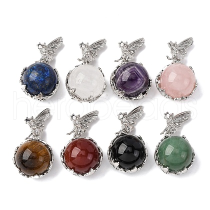 Natural Mixed Stone Round Pendants G-G207-01P-1