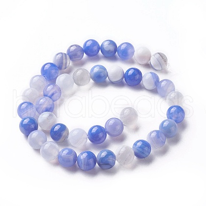 Natural Banded Agate Beads Strands G-P434-09A-A-1