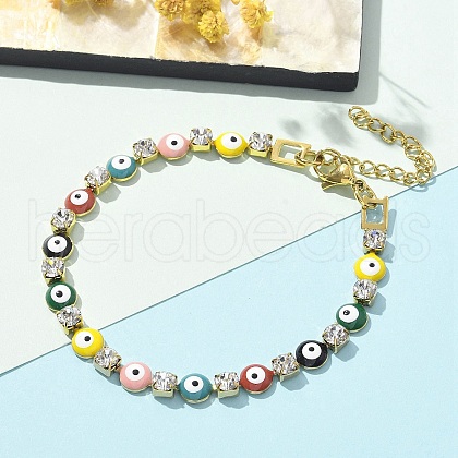 304 Stainless Steel Rhinestone Cup Chain Bracelets for Women BJEW-F488-24G-1