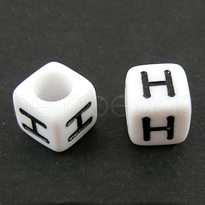 Letter Acrylic European Beads X-OPDL-R050-10mm-H-1