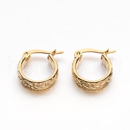 Golden Plated 304 Stainless Steel Hoop Earrings X-EJEW-E158-21G-1