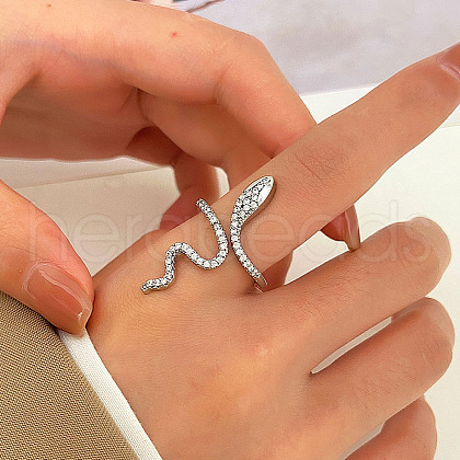 Snake Brass Micro Pave Cubic Zirconia Cuff Rings FS-WG5D2E3-02-1