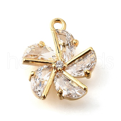 Brass Micro Pave Clear Cubic Zirconia Pendants KK-U065-01A-G-1