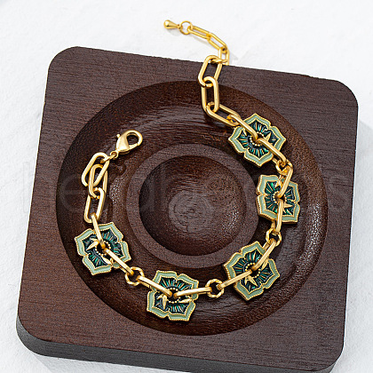 Brass Enamel Link Chain Bracelets FS-WG52E4D-04-1