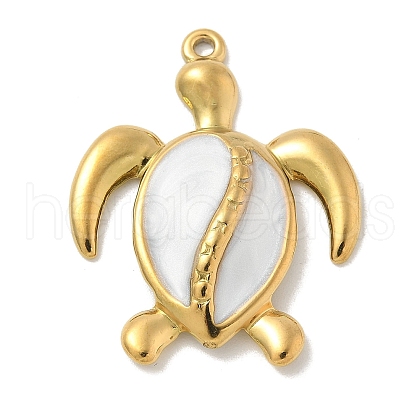 304 Stainless Steel White Enamel Pendants STAS-I322-80B-G-1