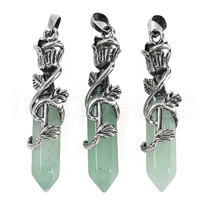 Natural Green Aventurine Faceted Double Termimal Pointed Big Pendants G-P547-03AS-08A-1