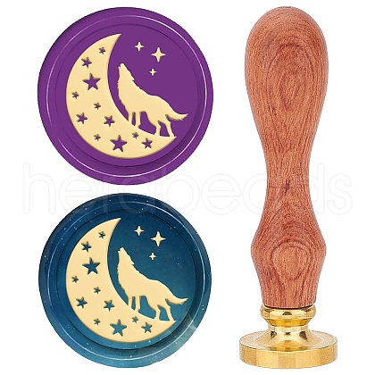 Brass Wax Seal Stamps with Wood Handle AJEW-WH0412-0104-1