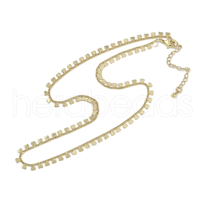 Rack Plating Brass Twisted Chain Heart Tassel Necklaces for Women NJEW-K382-15D-G-1