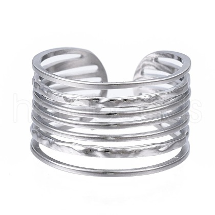 Non-Tarnish 304 Stainless Steel Multi-string Open Cuff Ring RJEW-T023-33P-1