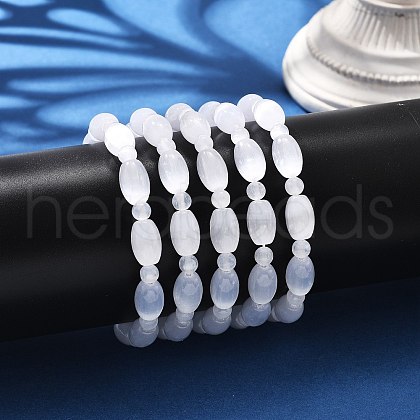 Natural Selenite Beaded Stretch Bracelets for Women BJEW-F481-01B-1