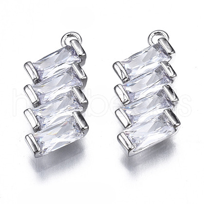 Brass Inlaid Clear Cubic Zirconia Pendants ZIRC-S069-029P-1