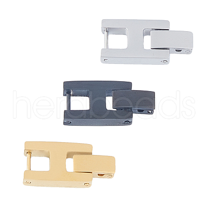 SUPERFINDINGS 3Pcs 3 Colors Rectangle Stainless Steel Watch Band Clasps STAS-FH0002-27B-1