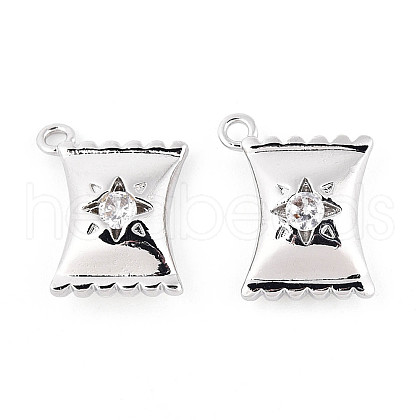 Brass Micro Pave Clear Cubic Zirconia Pendants KK-N267-06P-1