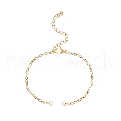 304 Stainless Steel Textured Cable Chain Bracelet Making AJEW-JB01342-01-1