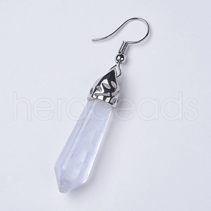 Natural Quartz Crystal Dangle Earrings EJEW-K069-A01-1