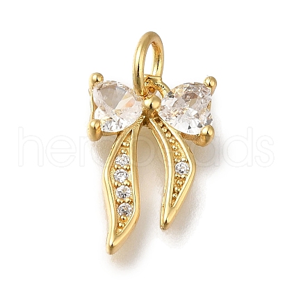 Rack Plating Brass Micro Pave Clear Cubic Zirconia Charms KK-G500-09G-1