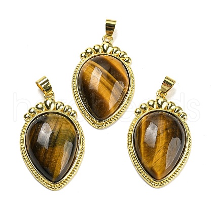 Natural Tiger Eye Pendants G-F760-02A-02G-1